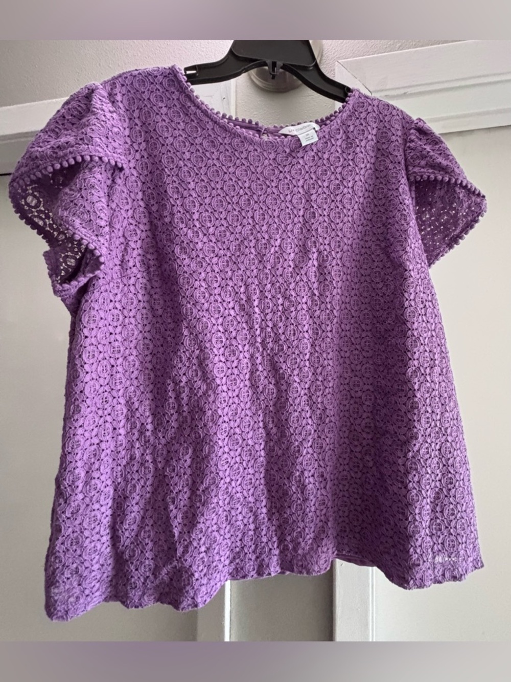 Liz Claiborne Lavender Crochet Lace Short Sleeve Blouse- xl